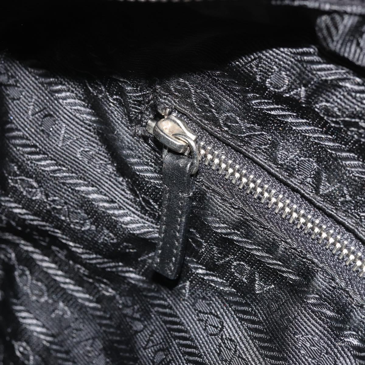 PRADA Hand Bag Nylon Black Silver Auth bs34261