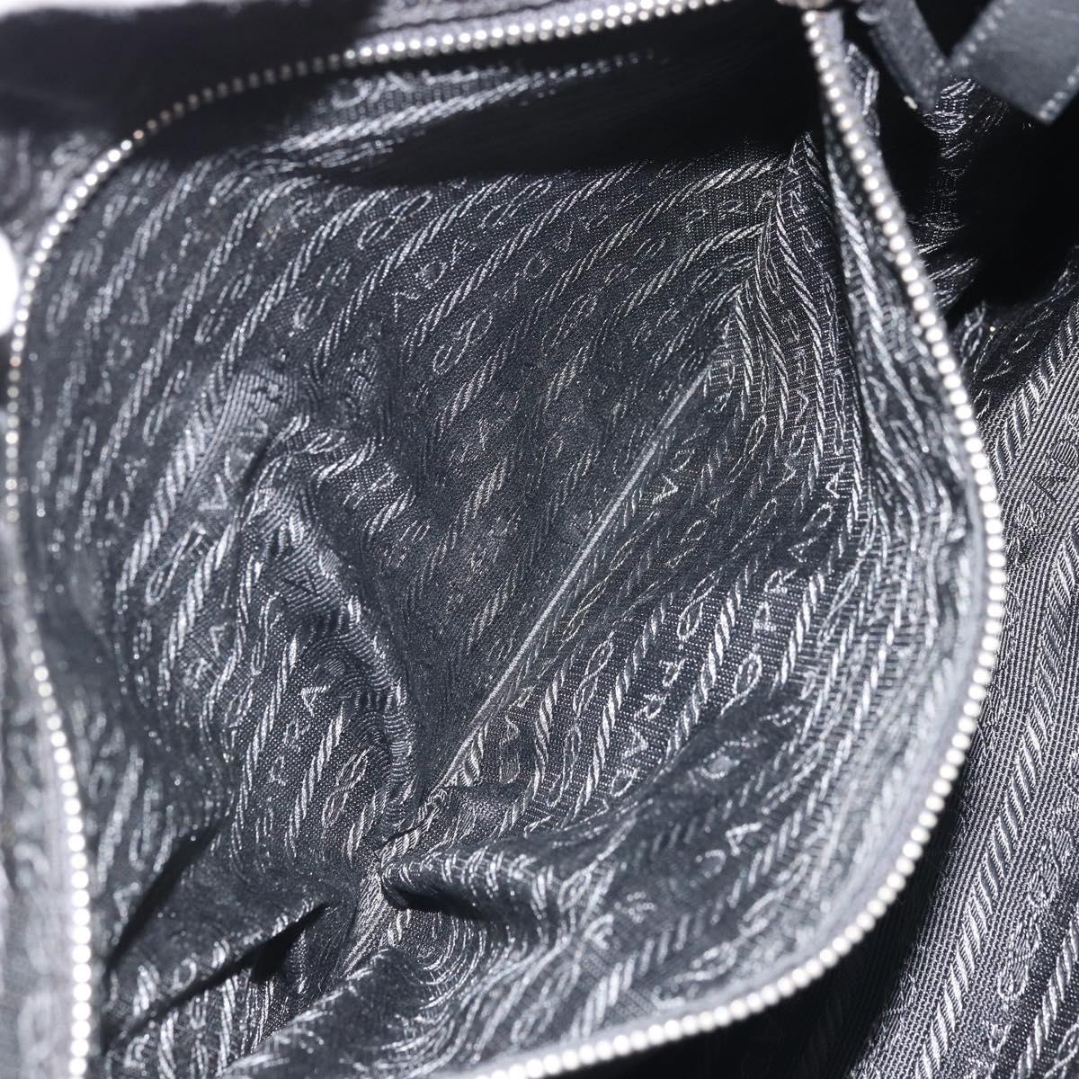 PRADA Hand Bag Nylon Black Silver Auth bs34261