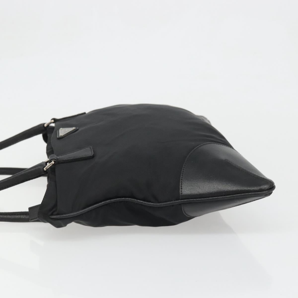 PRADA Hand Bag Nylon Black Silver Auth bs34261