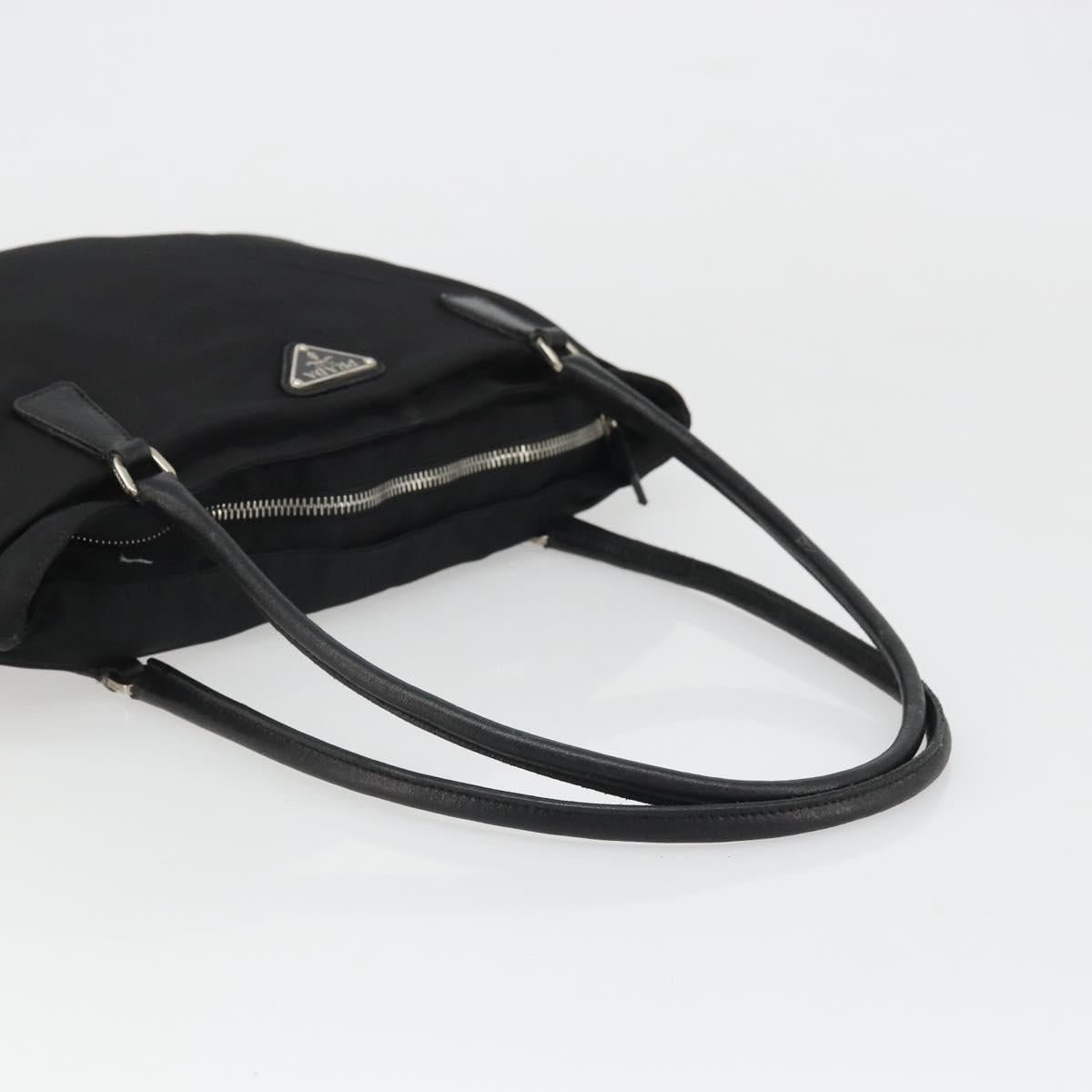 PRADA Hand Bag Nylon Black Silver Auth bs34261