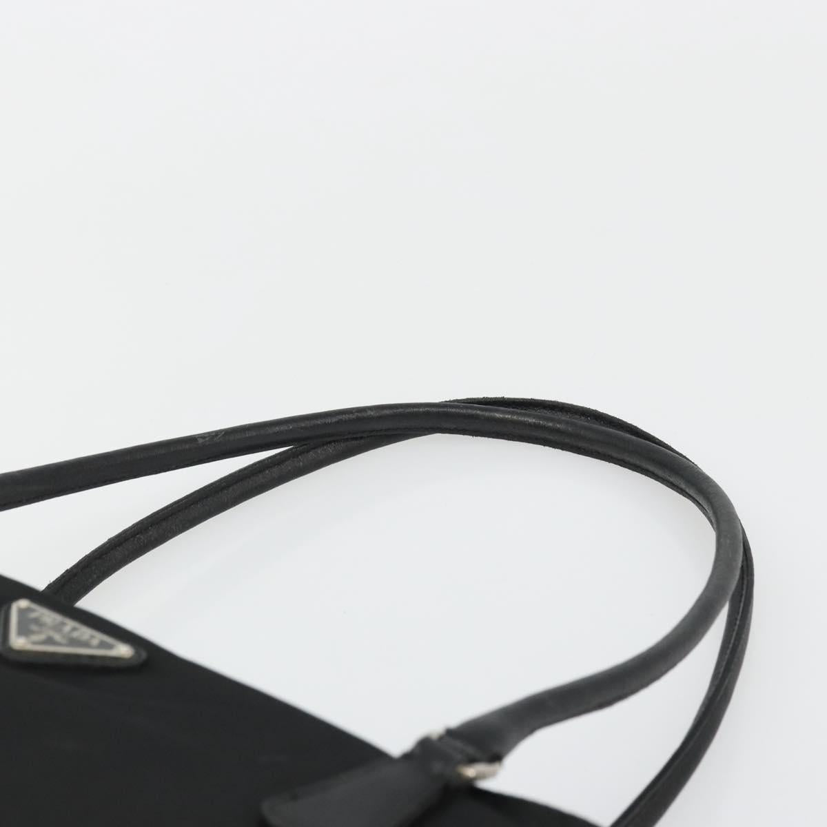 PRADA Hand Bag Nylon Black Silver Auth bs34261