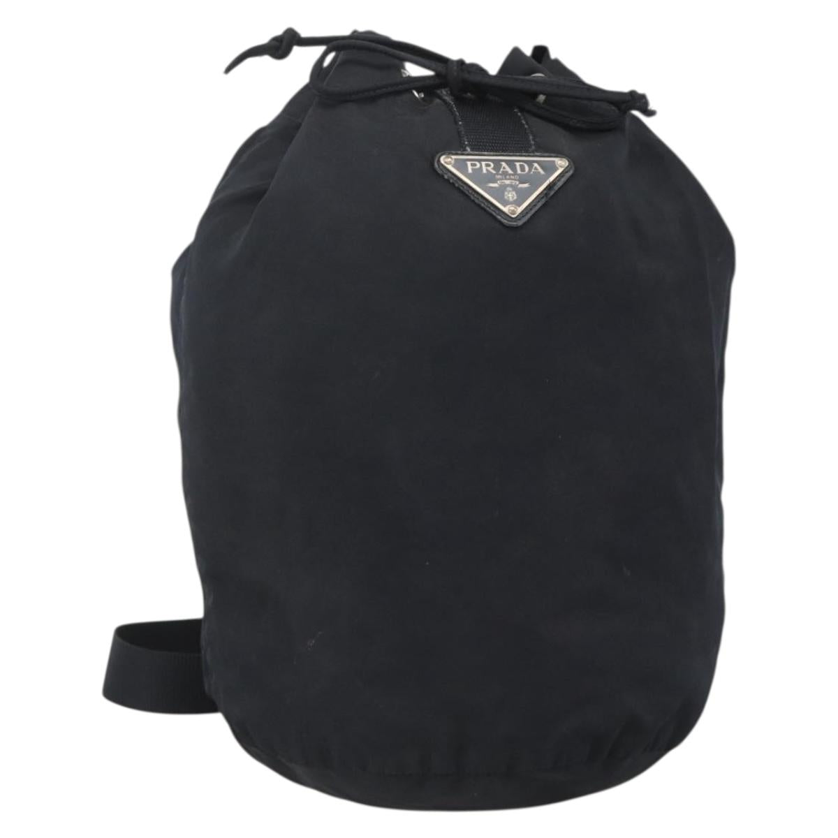 PRADA Purse Shoulder Bag Nylon Black Silver Auth bs34263