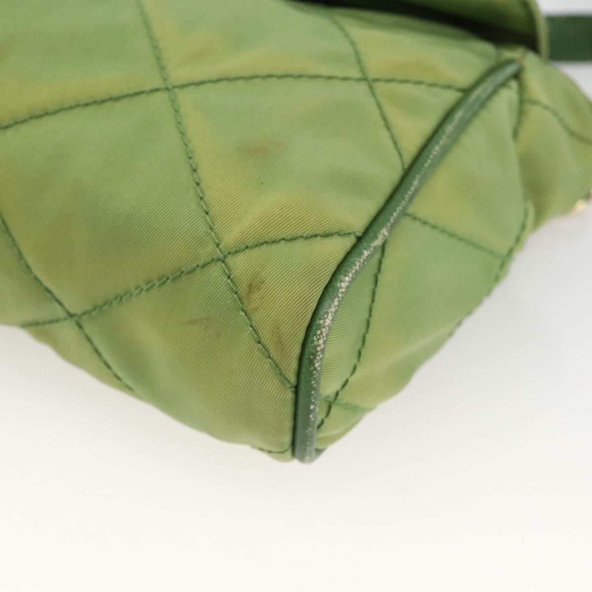 PRADA Chain Shoulder Bag Nylon Green Gold Auth bs34264