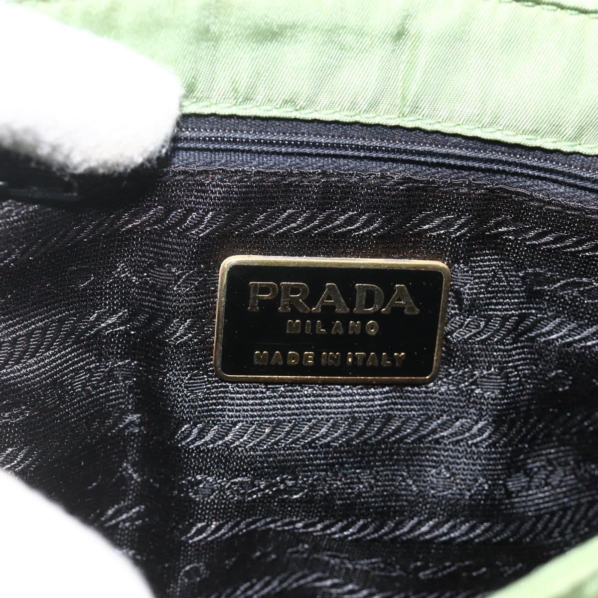 PRADA Chain Shoulder Bag Nylon Green Gold Auth bs34264