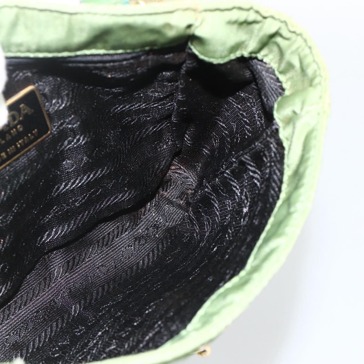 PRADA Chain Shoulder Bag Nylon Green Gold Auth bs34264