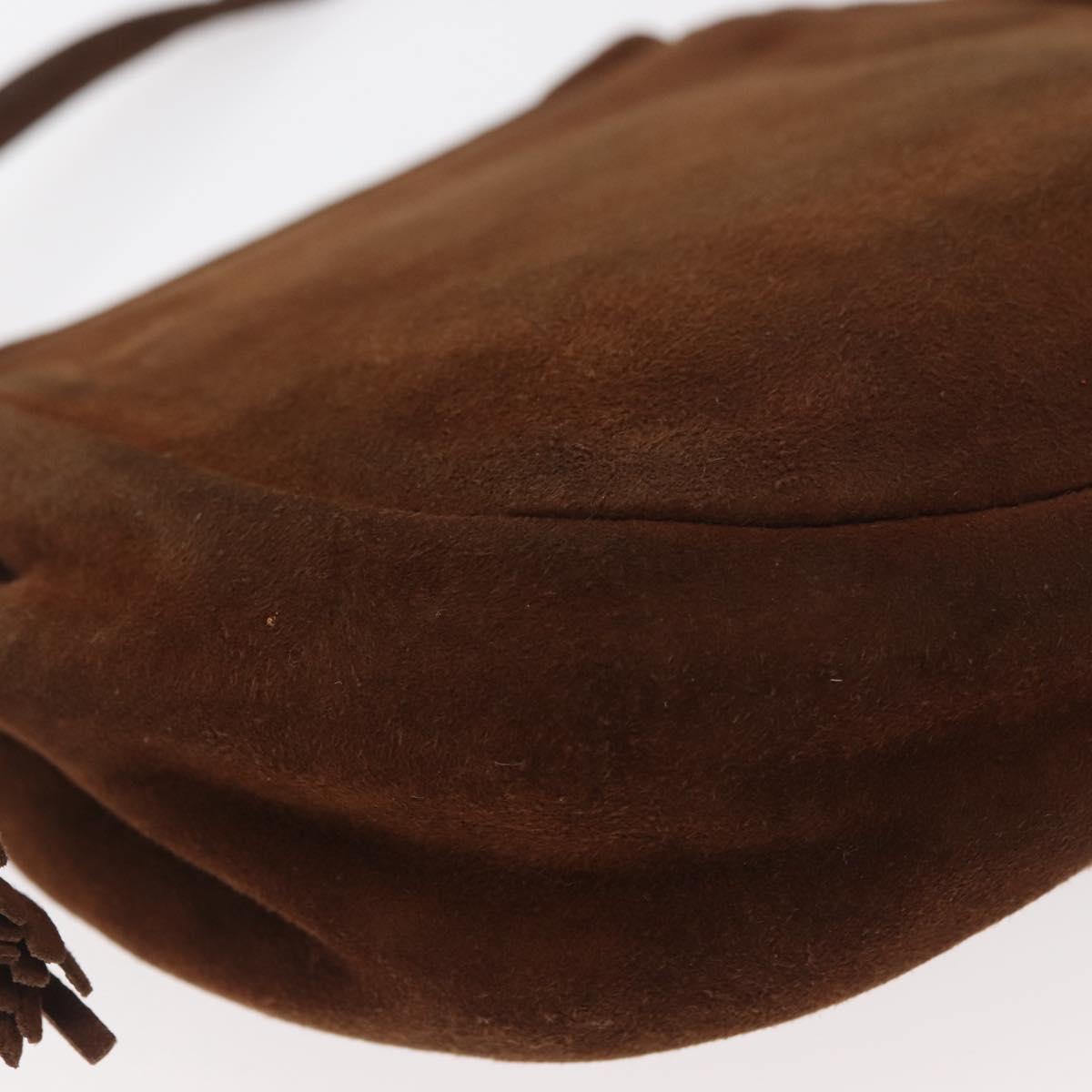 PRADA Shoulder Bag Suede Brown Gold Auth bs34266