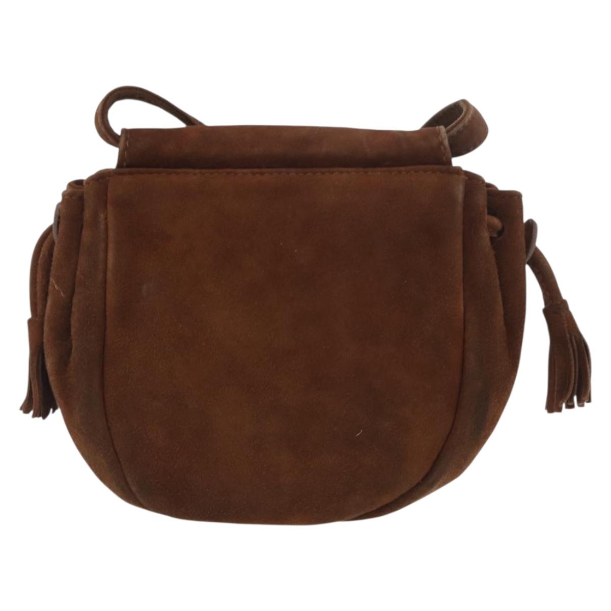 PRADA Shoulder Bag Suede Brown Gold Auth bs34266