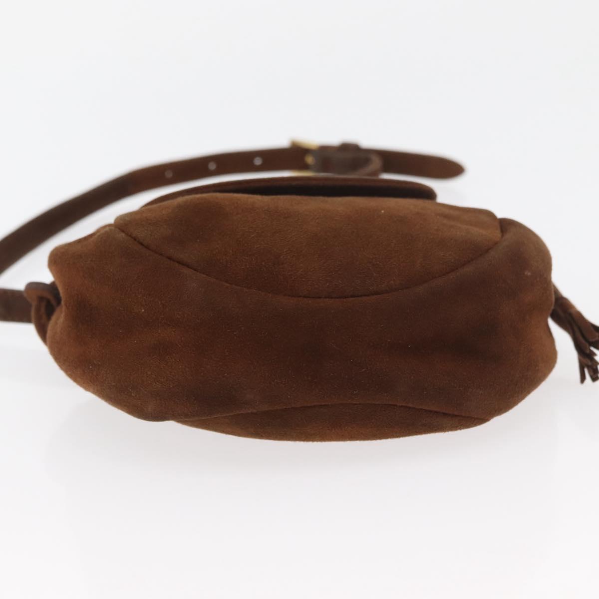 PRADA Shoulder Bag Suede Brown Gold Auth bs34266