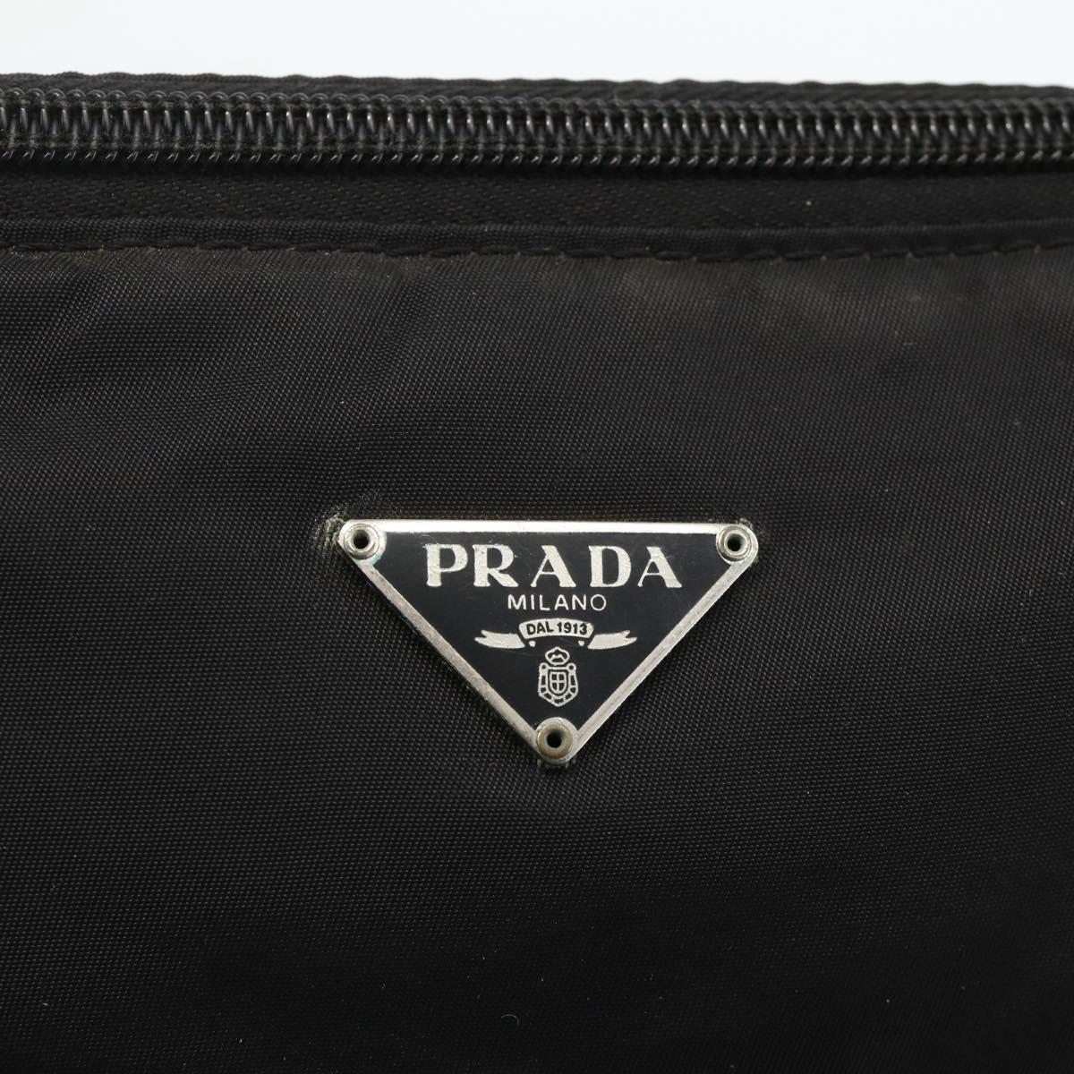 PRADA Accessory Pouch Nylon Black Silver Auth bs34268
