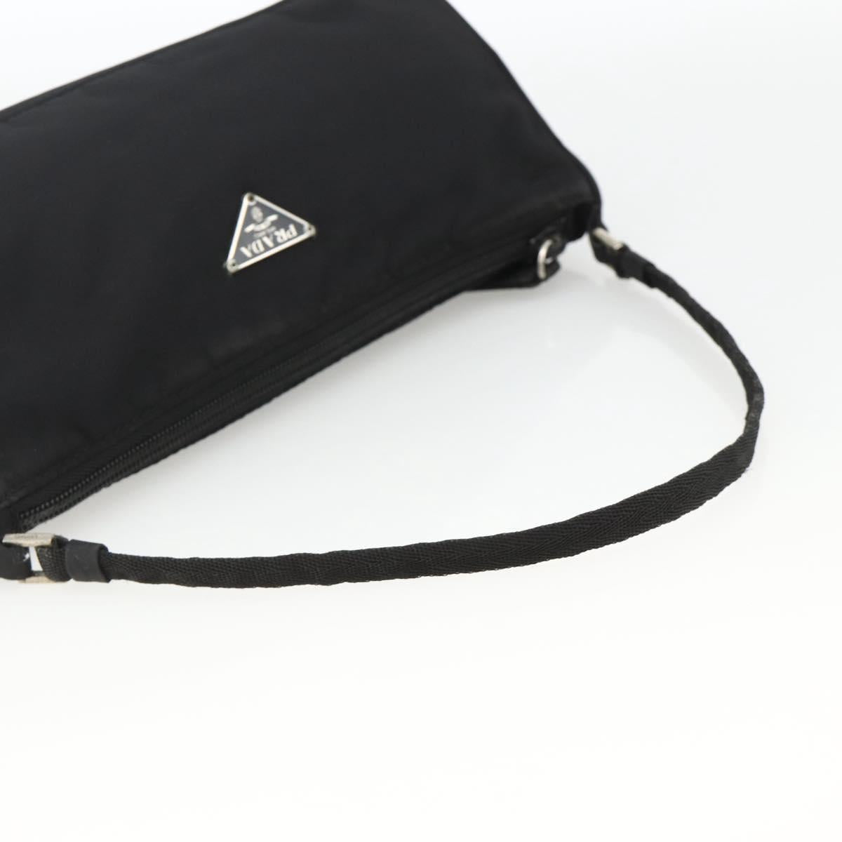 PRADA Accessory Pouch Nylon Black Silver Auth bs34268
