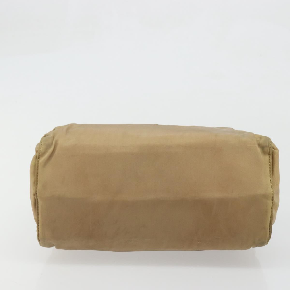 PRADA Hand Bag Nylon Beige Gold Auth bs34269