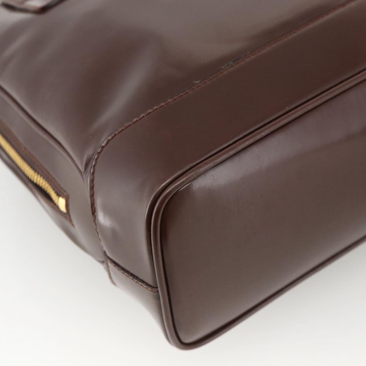 GUCCI Bamboo Tote Bag Patent leather Brown Gold Auth bs34270