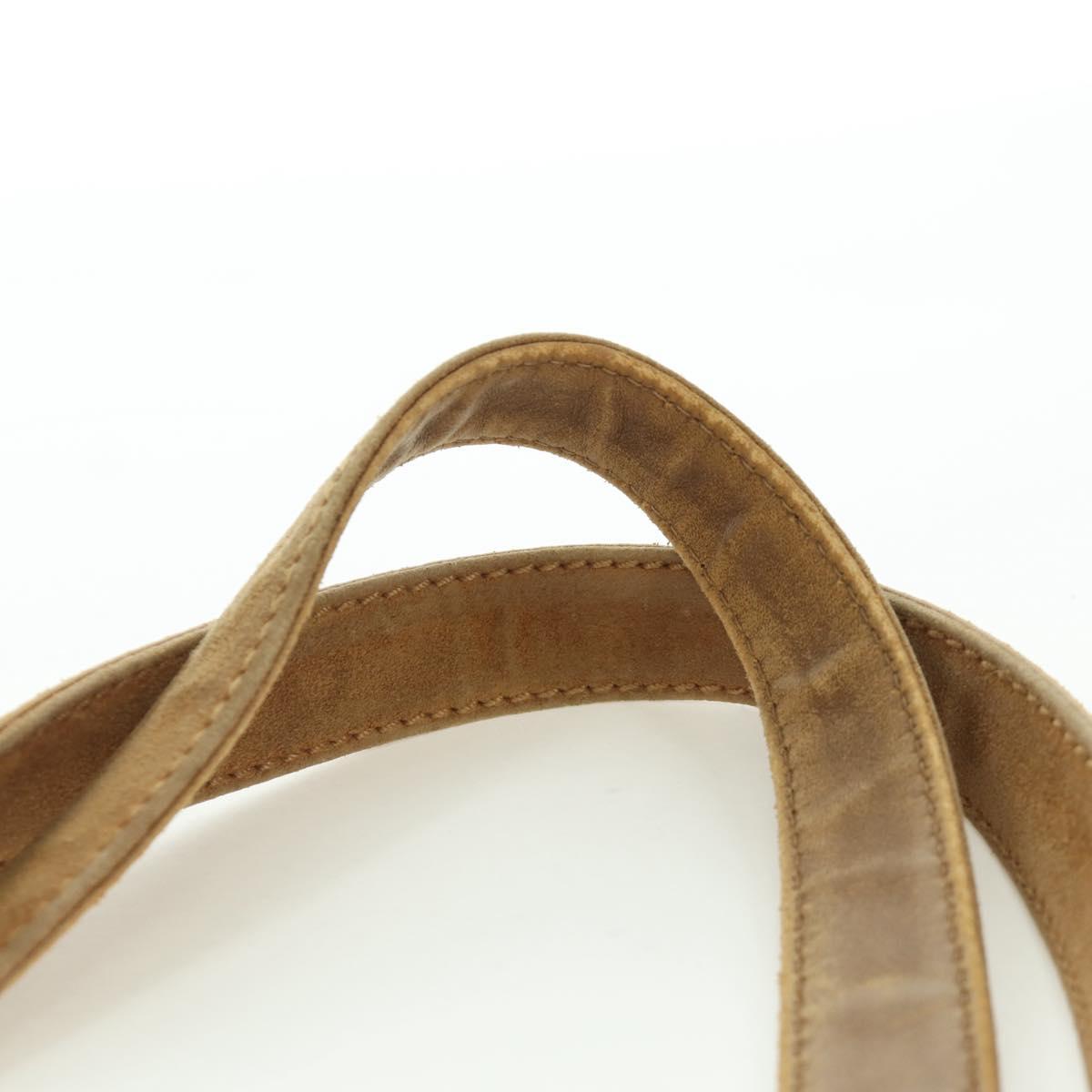CHANEL Wild Stitch Hand Bag Suede Brown Gold CC Auth bs34273A