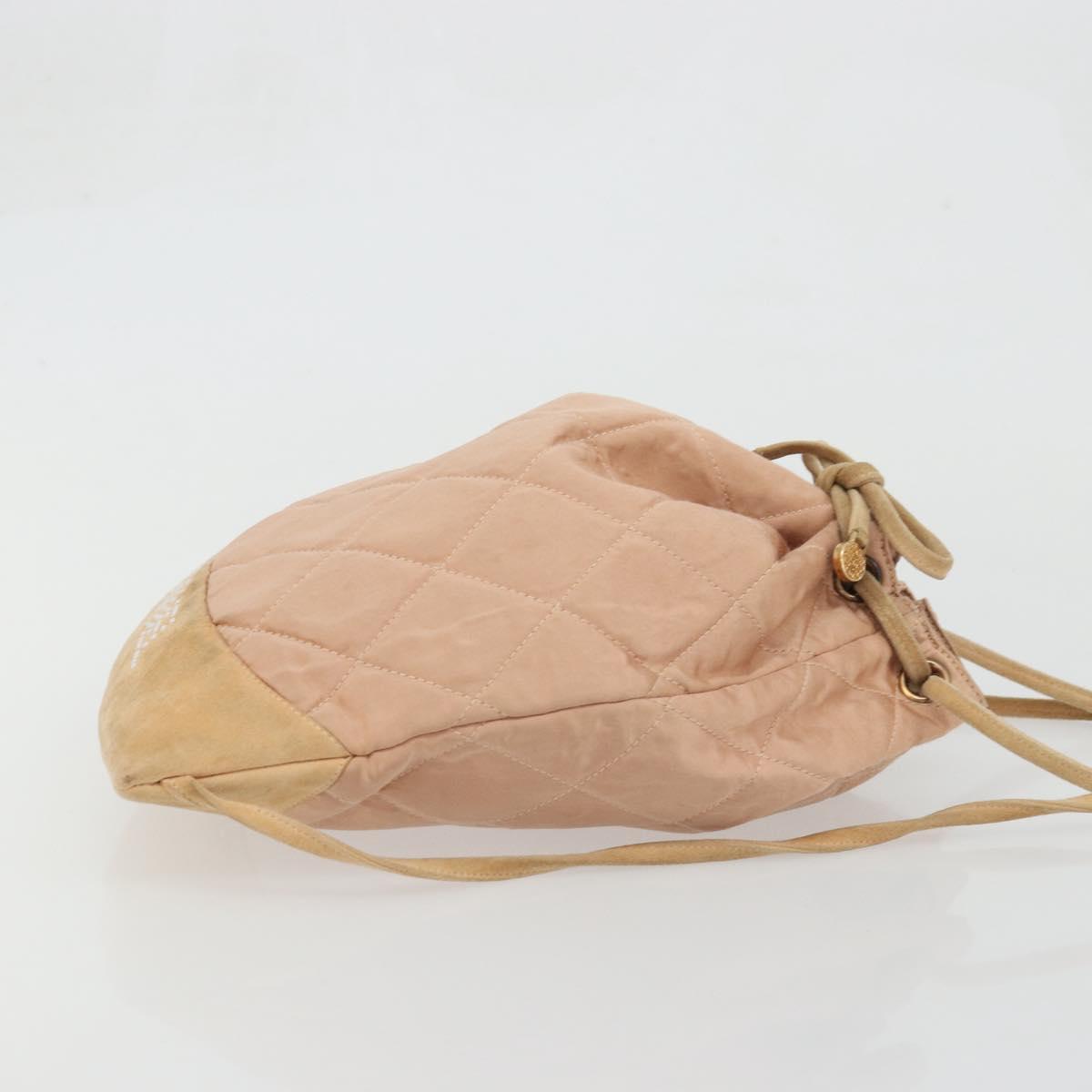 CHANEL Matelasse Purse Backpack Satin Pink Gold CC Auth bs34274