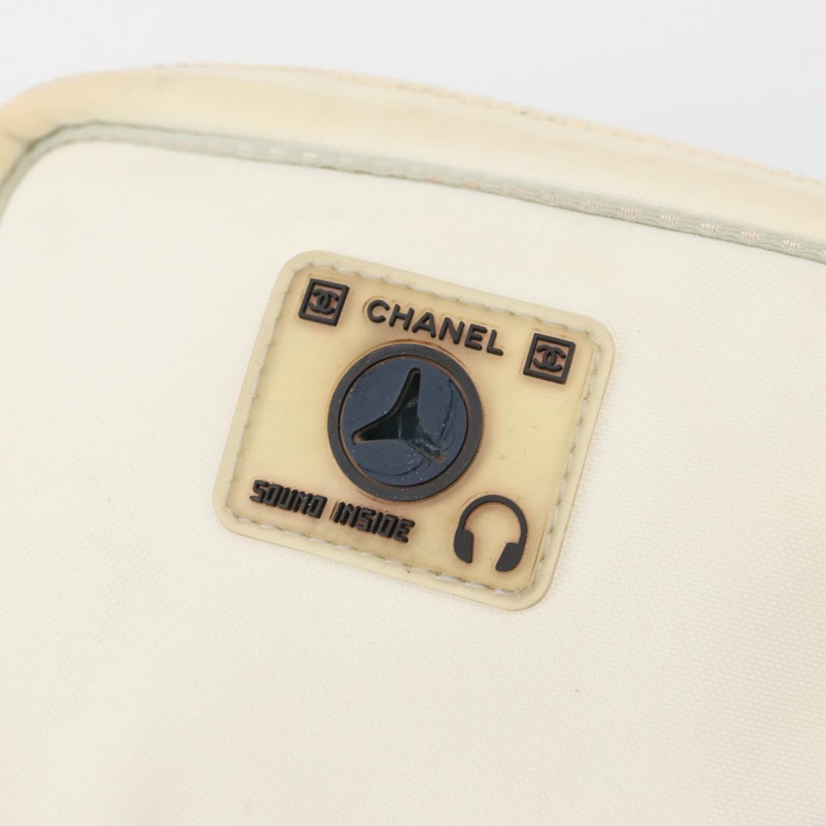 CHANEL Sports Camelia Shoulder Bag Nylon White Silver CC Auth bs34278