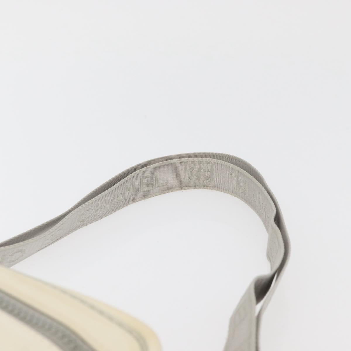 CHANEL Sports Camelia Shoulder Bag Nylon White Silver CC Auth bs34278