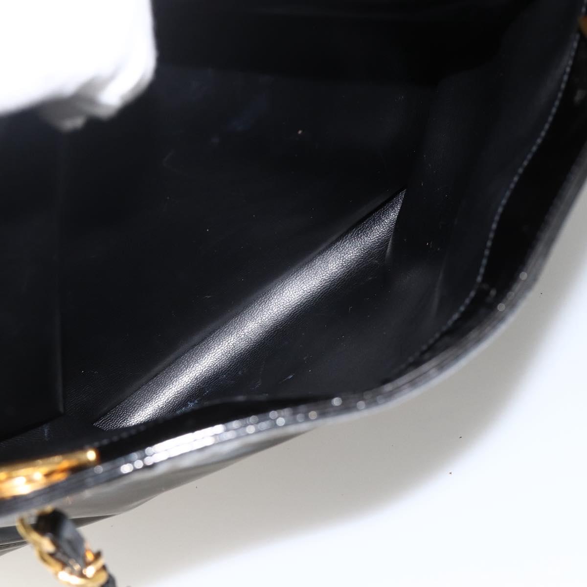 CHANEL Chain Tote Bag Patent Leather Black Gold CC Auth bs34313