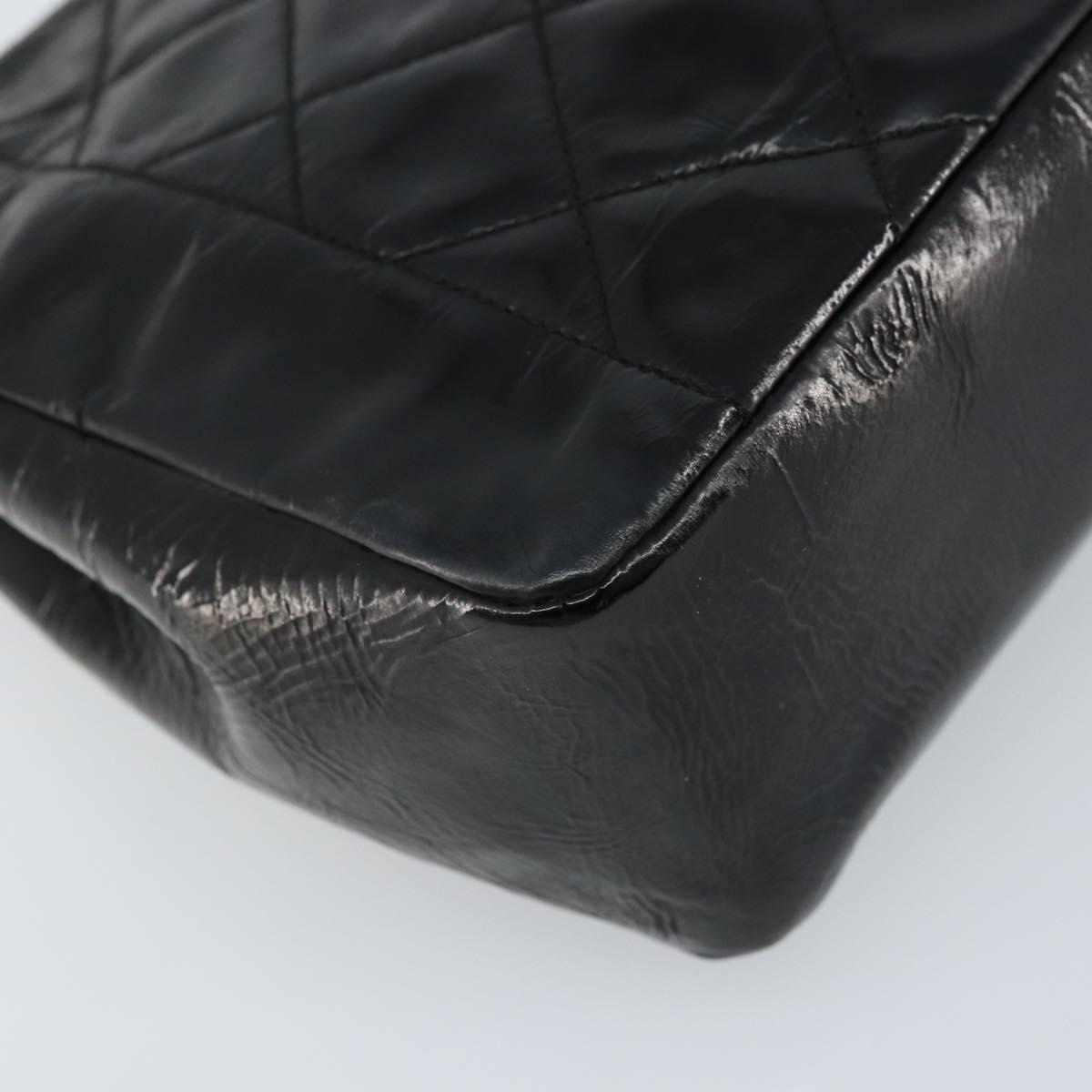 CHANEL Diana 25 Matelasse Chain Bag Patent Leather Black Gold CC Auth bs34314