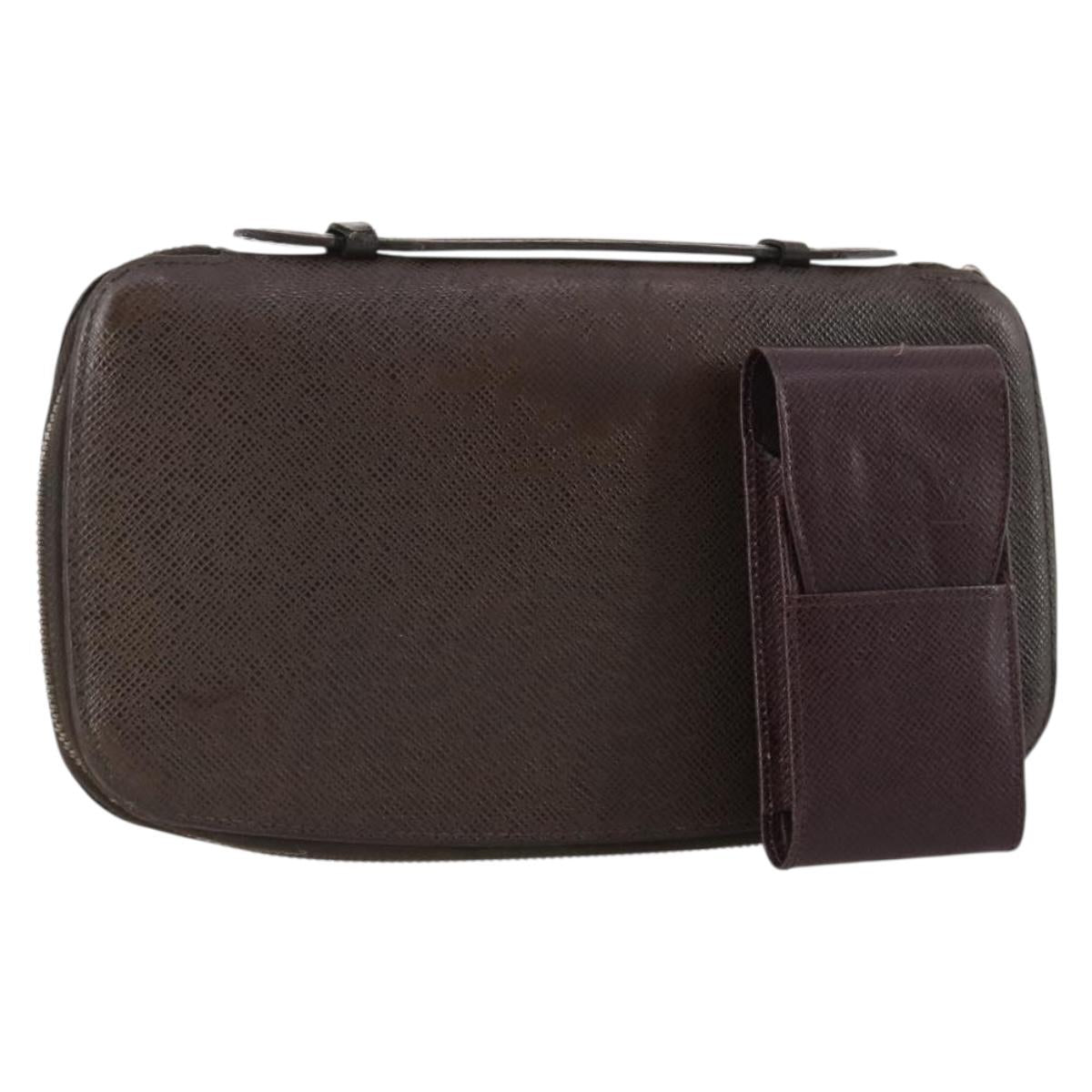 LOUIS VUITTON Taiga Clutch Bag 2 Set Bordeaux LV Auth bs34315