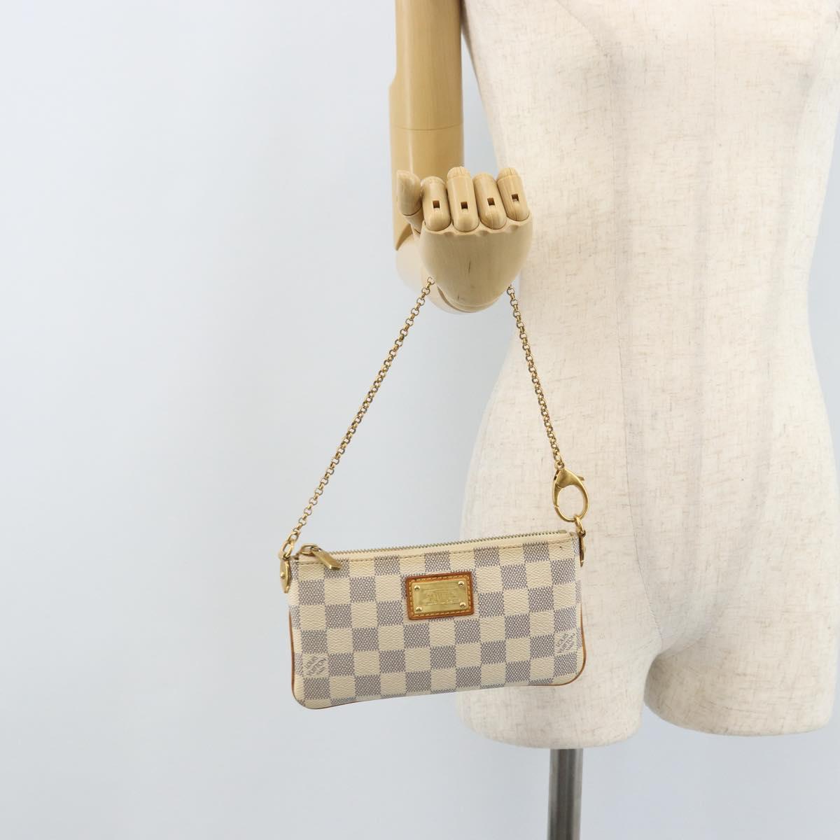 LOUIS VUITTON Damier Azur Pochette Mira MM Accessory Pouch N60027 Auth bs34317A