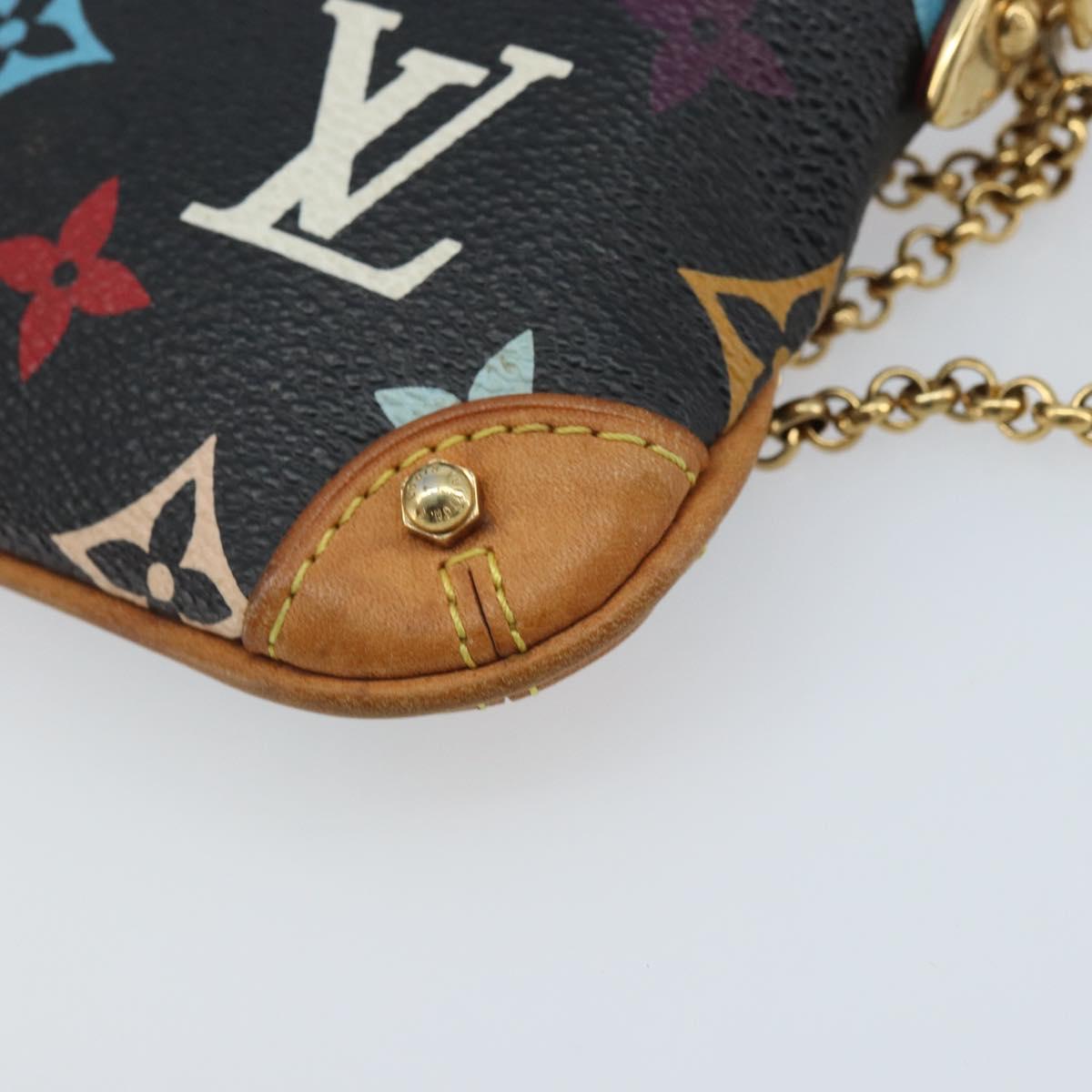 LOUIS VUITTON Multicolor Pochette Mira PM Pouch Black M60099 LV Auth bs34318A