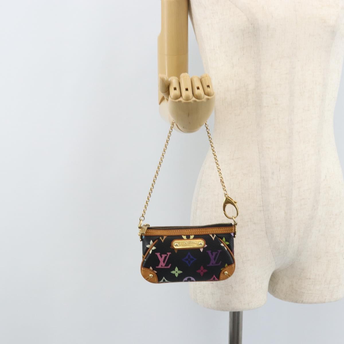 LOUIS VUITTON Multicolor Pochette Mira PM Pouch Black M60099 LV Auth bs34318A