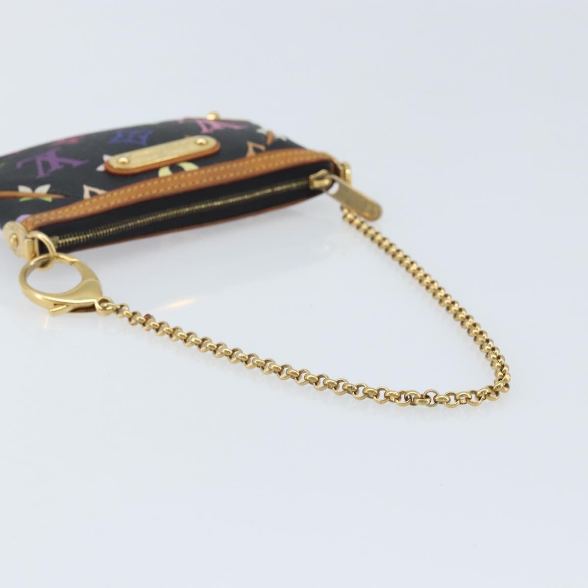 LOUIS VUITTON Multicolor Pochette Mira PM Pouch Black M60099 LV Auth bs34318A
