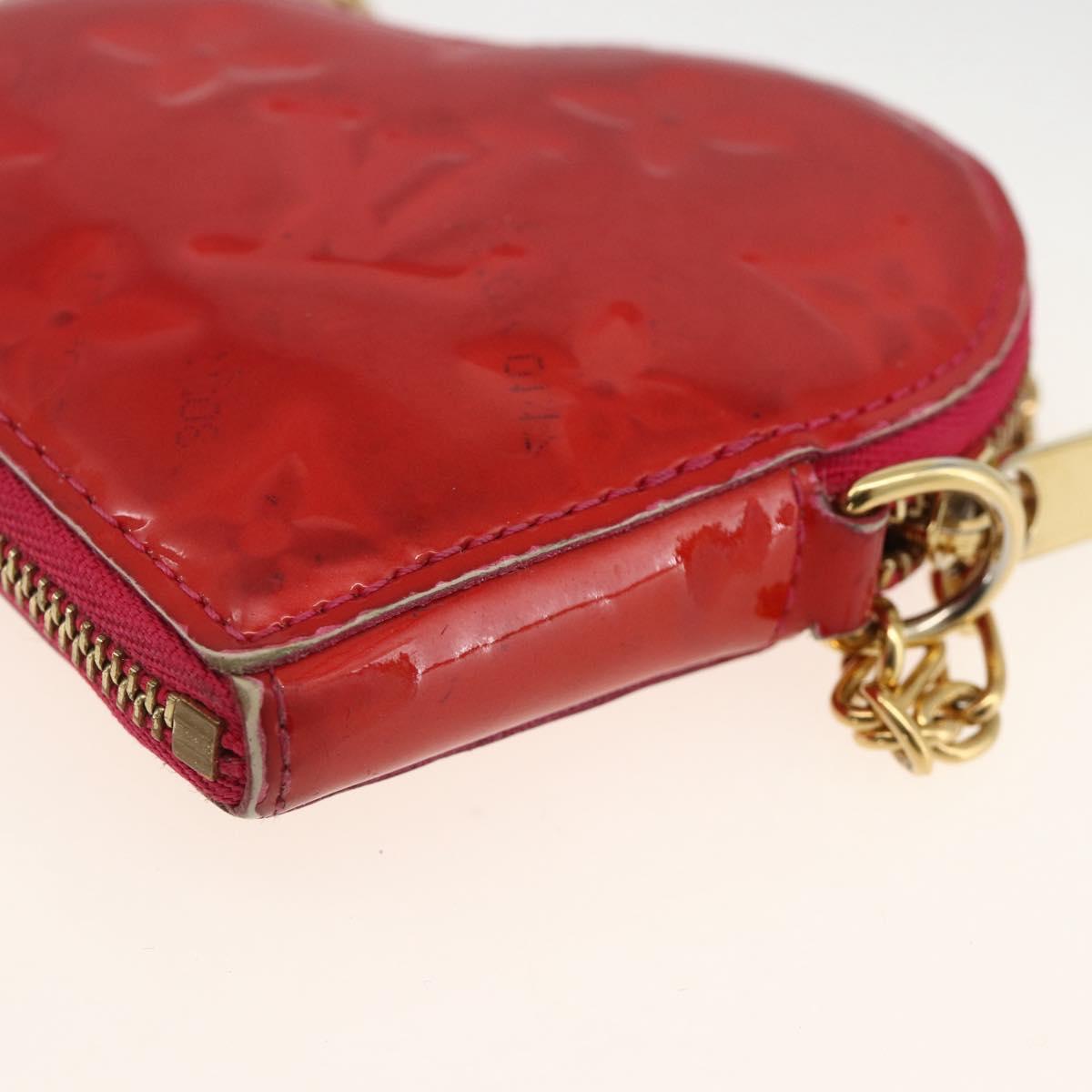 LOUIS VUITTON Vernis Porte Monnaie Coeur Coin Purse Rose Pop M93657 Auth bs34319