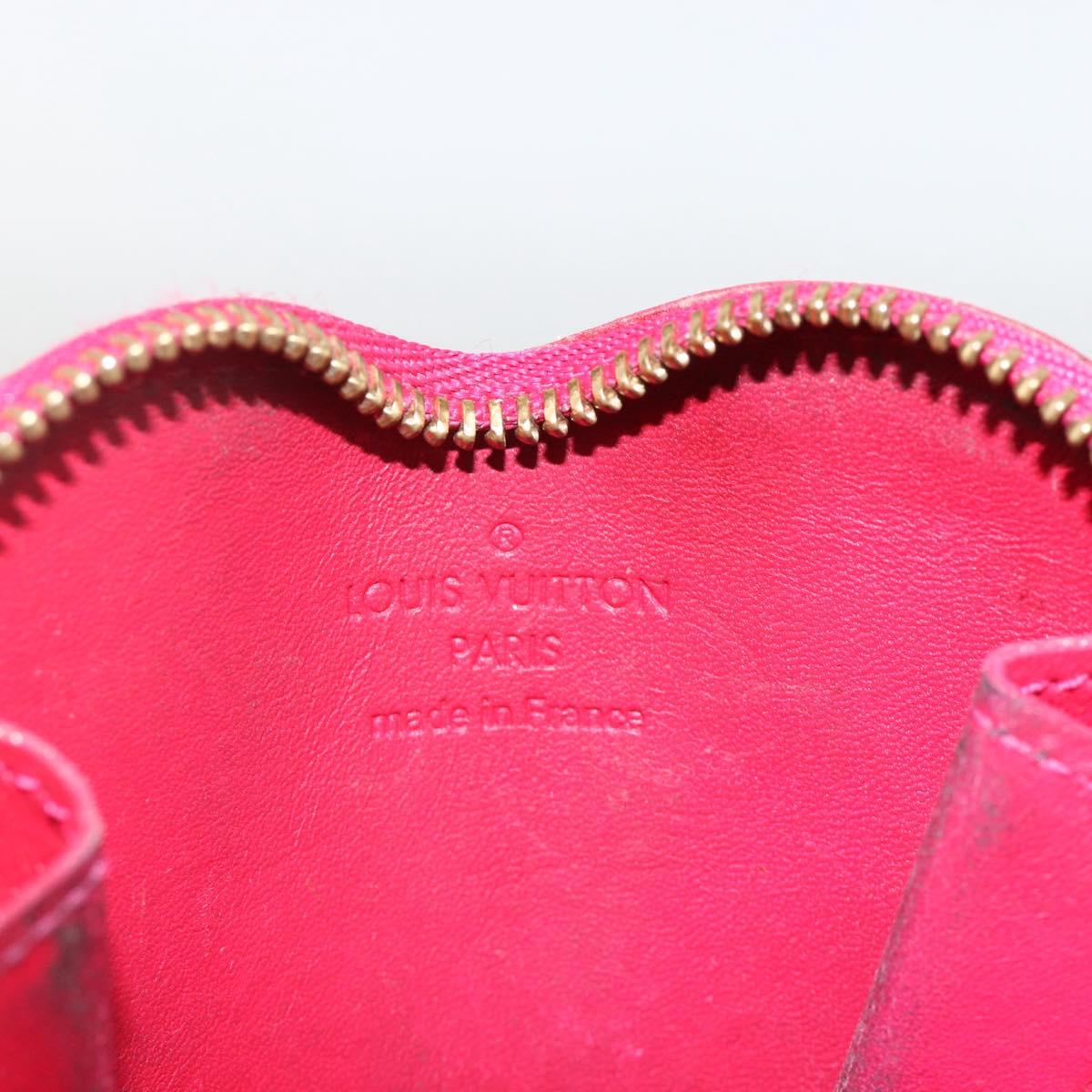 LOUIS VUITTON Vernis Porte Monnaie Coeur Coin Purse Rose Pop M93657 Auth bs34319