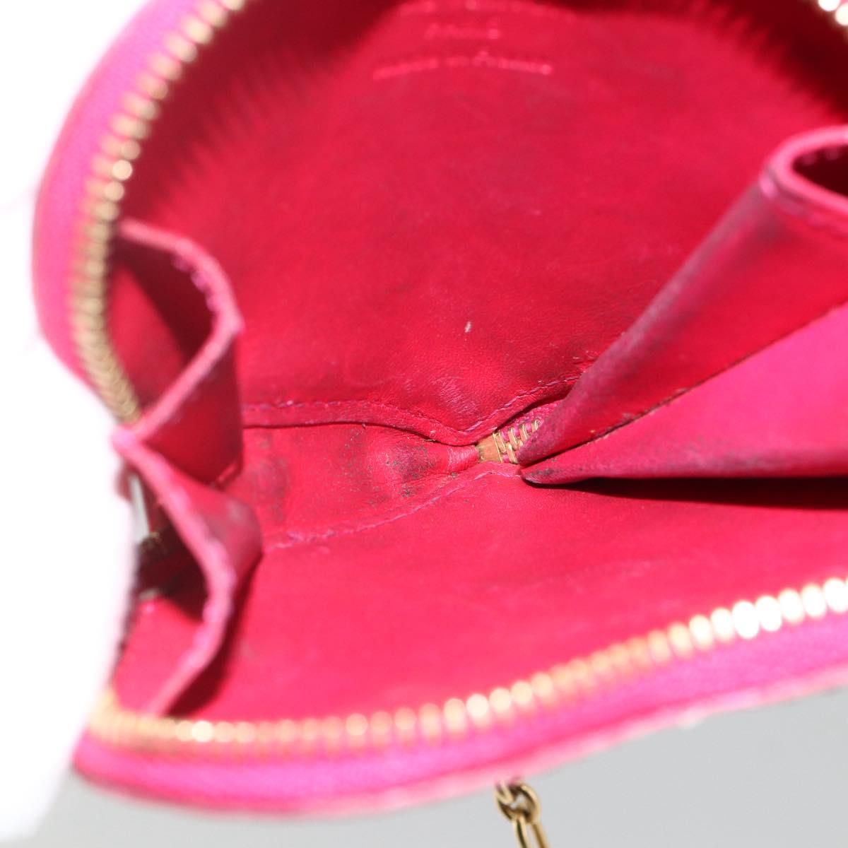 LOUIS VUITTON Vernis Porte Monnaie Coeur Coin Purse Rose Pop M93657 Auth bs34319