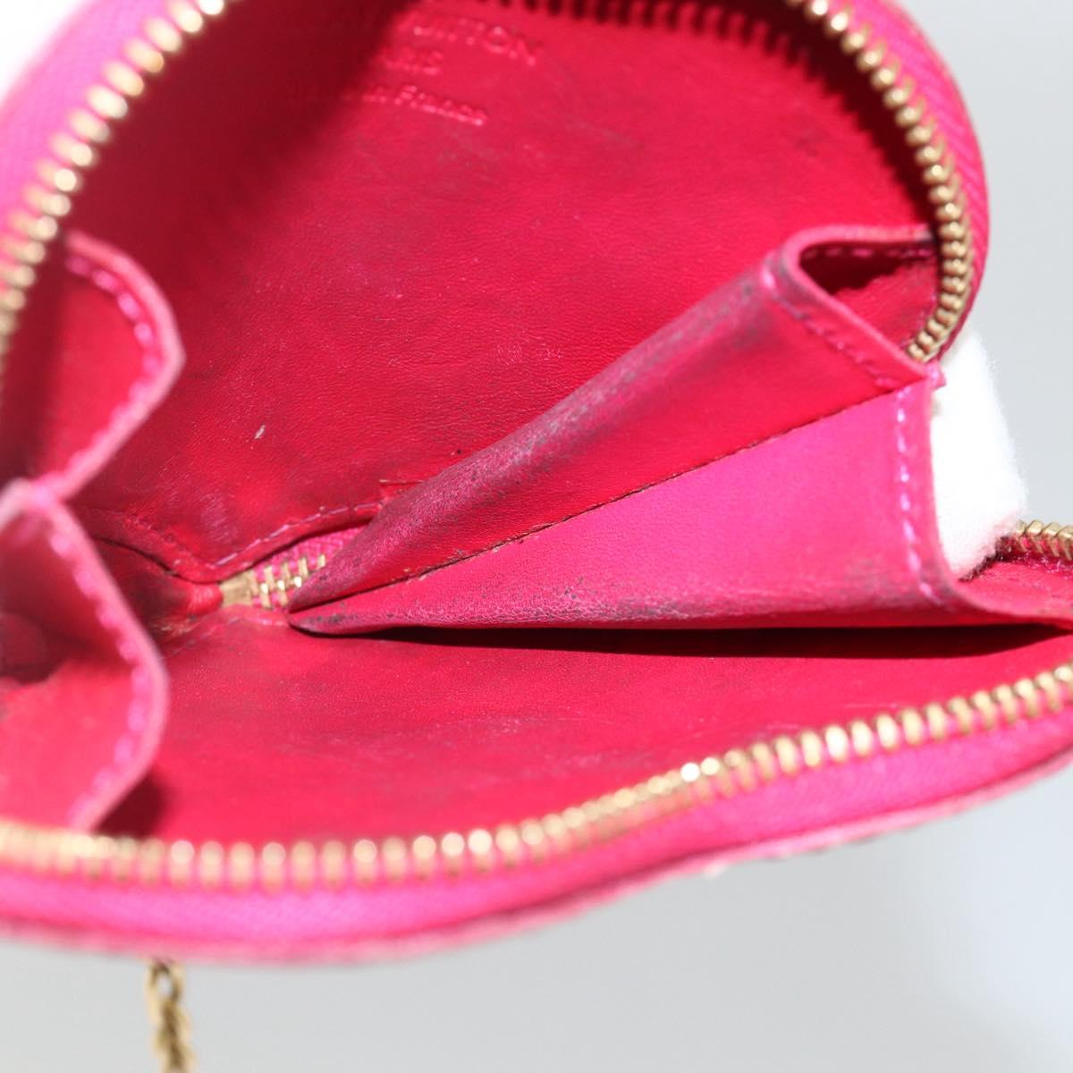 LOUIS VUITTON Vernis Porte Monnaie Coeur Coin Purse Rose Pop M93657 Auth bs34319