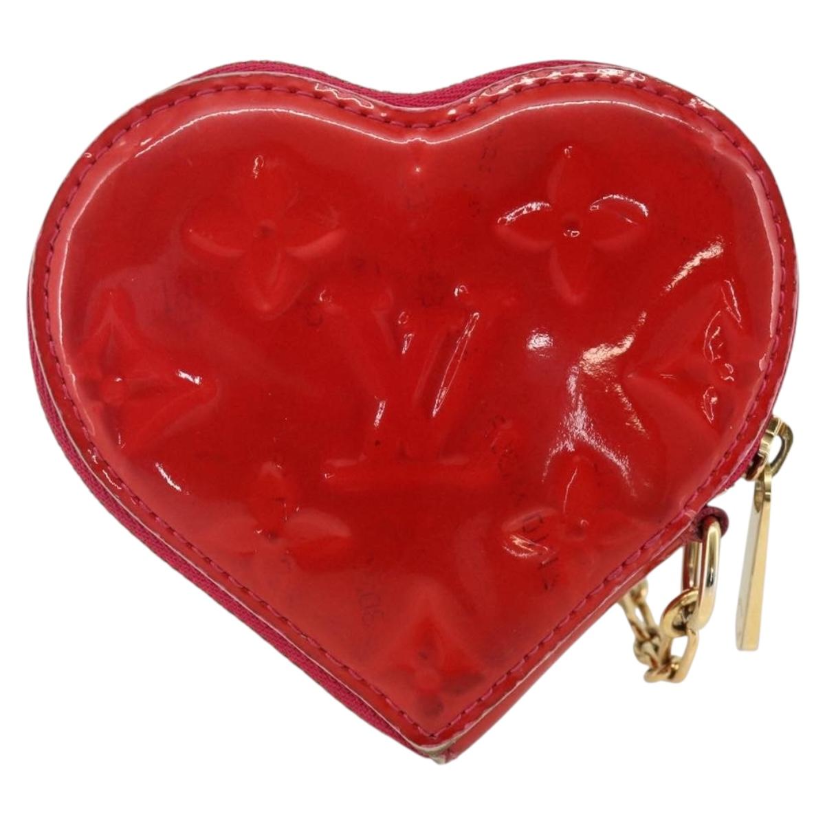 LOUIS VUITTON Vernis Porte Monnaie Coeur Coin Purse Rose Pop M93657 Auth bs34319