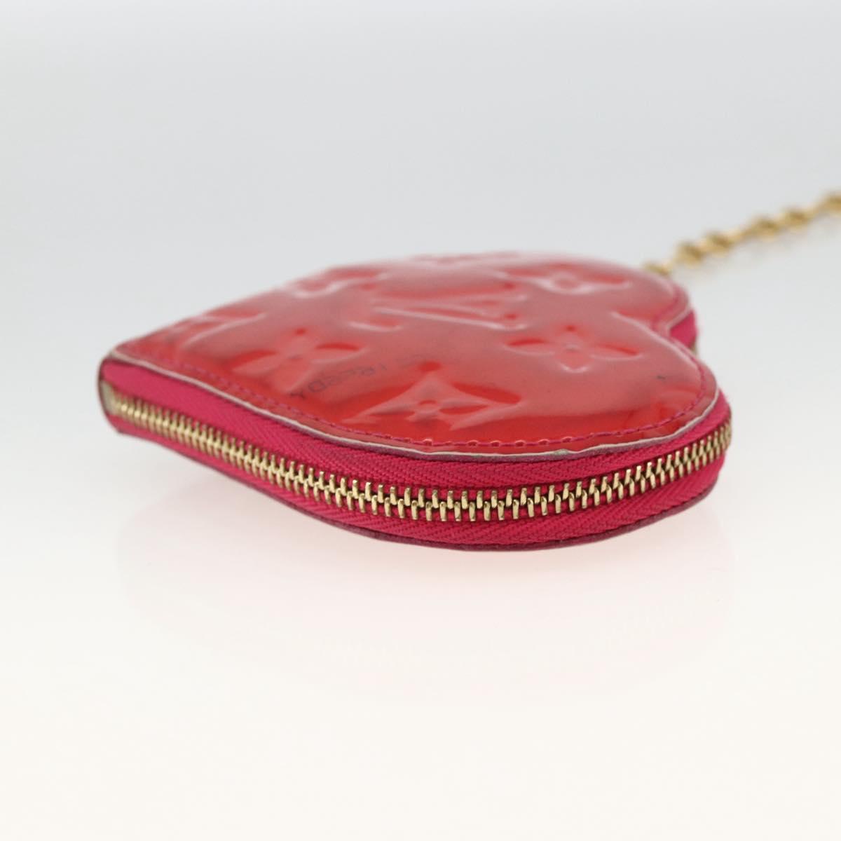 LOUIS VUITTON Vernis Porte Monnaie Coeur Coin Purse Rose Pop M93657 Auth bs34319