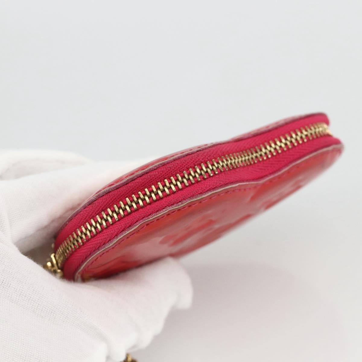 LOUIS VUITTON Vernis Porte Monnaie Coeur Coin Purse Rose Pop M93657 Auth bs34319