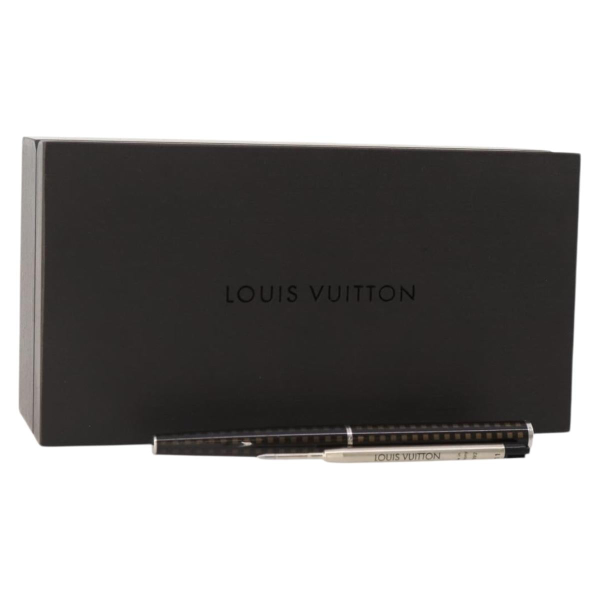 LOUIS VUITTON Case Set Pen Metal Wood Brown LV Auth bs34322