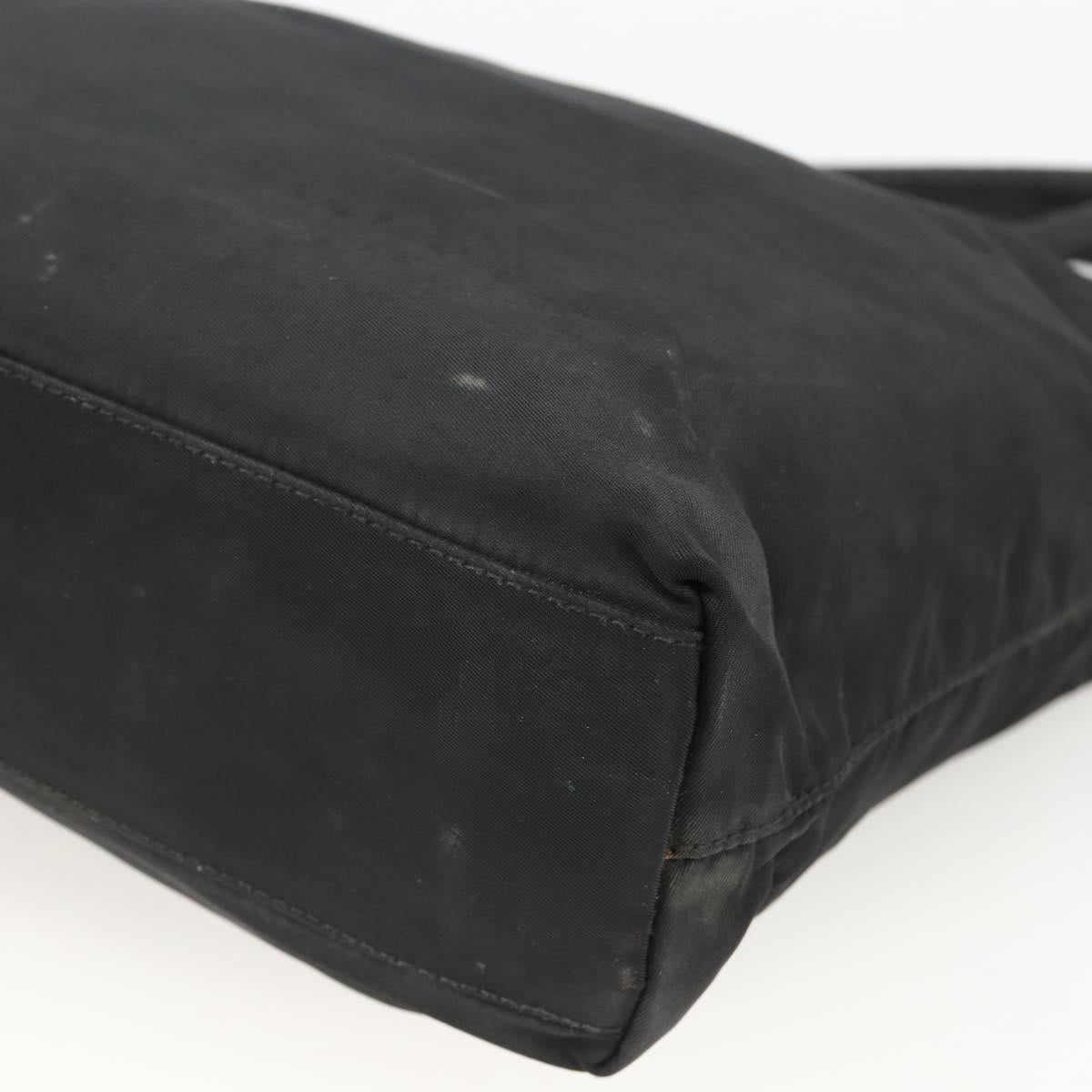 PRADA Hand Bag Nylon Black Silver Auth bs34325