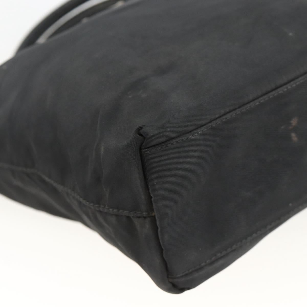 PRADA Hand Bag Nylon Black Silver Auth bs34325