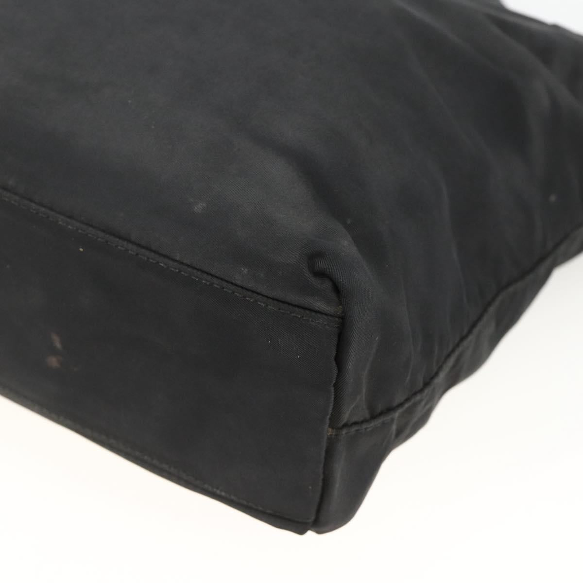 PRADA Hand Bag Nylon Black Silver Auth bs34325