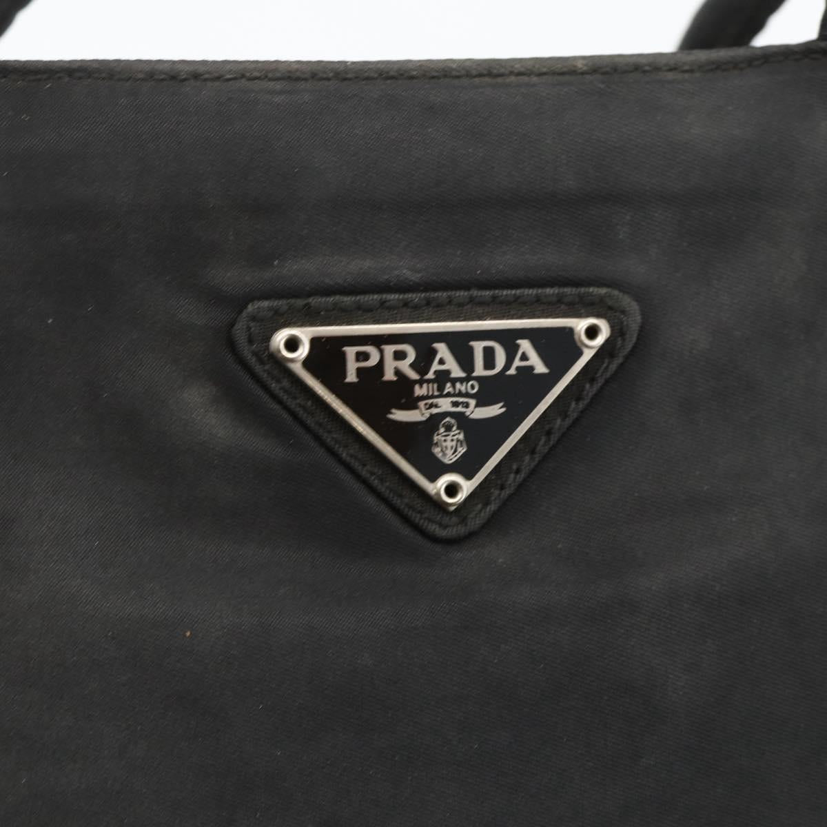 PRADA Hand Bag Nylon Black Silver Auth bs34325