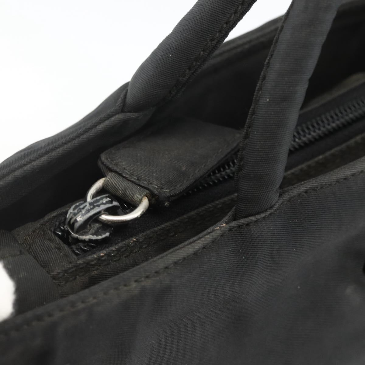 PRADA Hand Bag Nylon Black Silver Auth bs34325