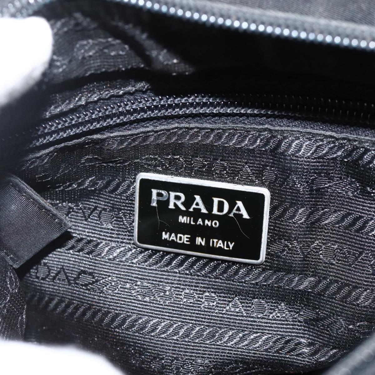 PRADA Hand Bag Nylon Black Silver Auth bs34325