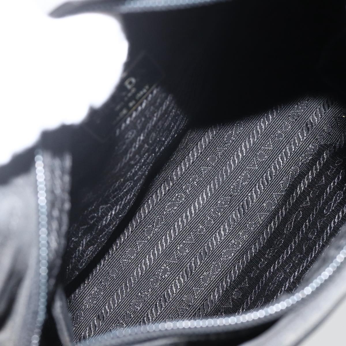 PRADA Hand Bag Nylon Black Silver Auth bs34325