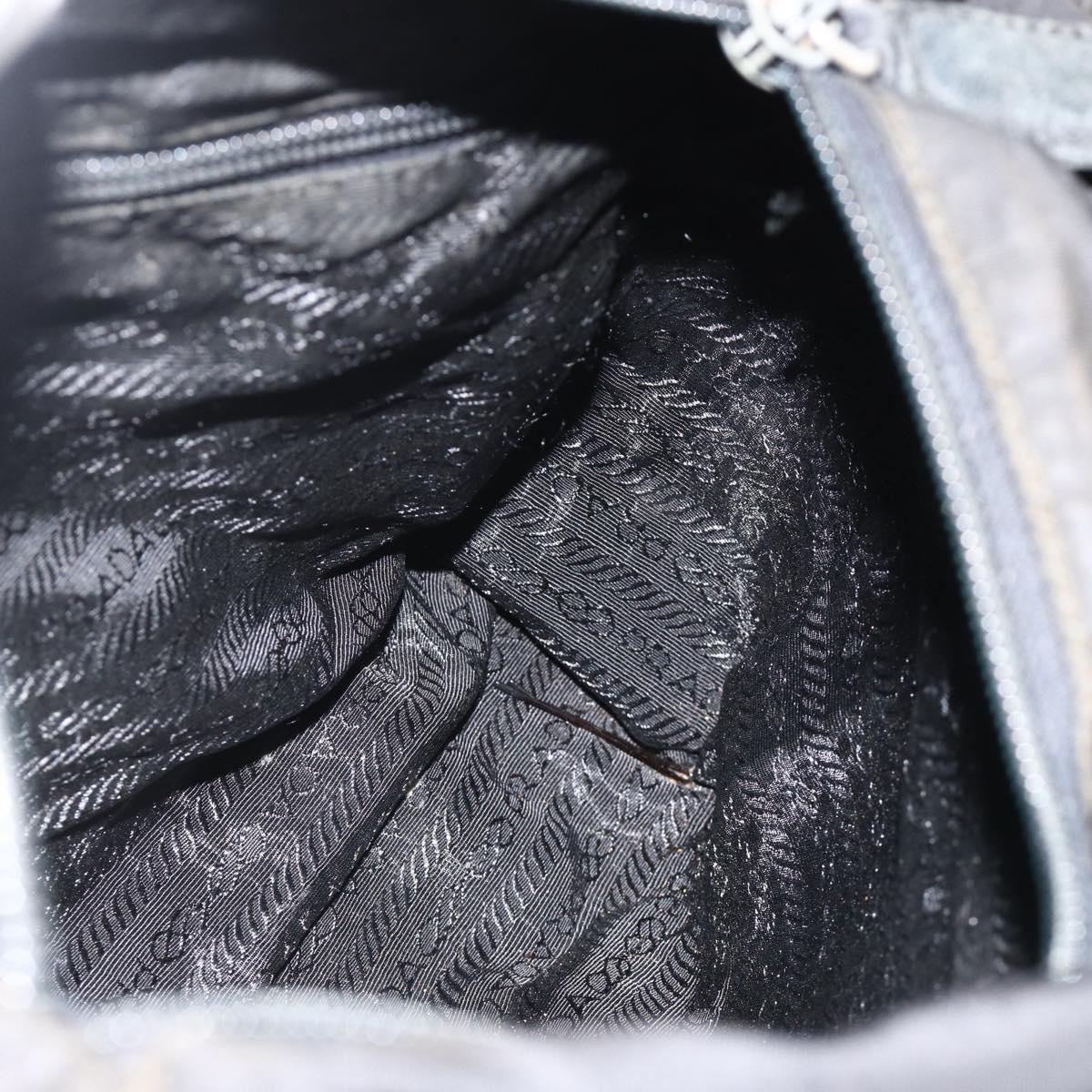 PRADA Chain Tote Bag Nylon Black Silver Auth bs34326