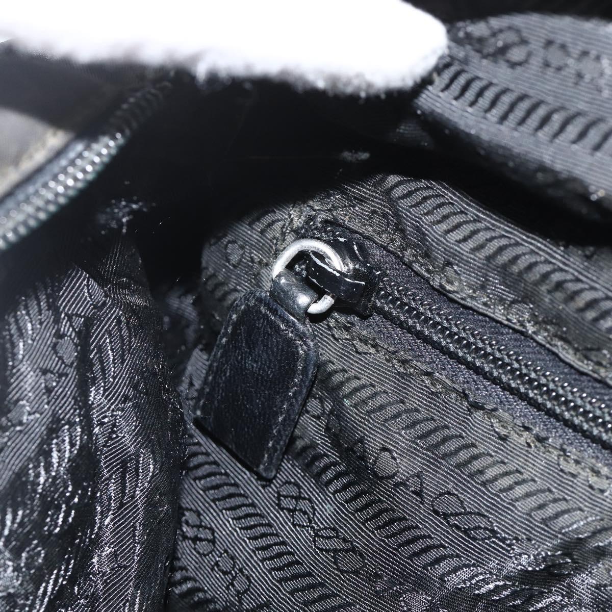 PRADA Chain Tote Bag Nylon Black Silver Auth bs34326