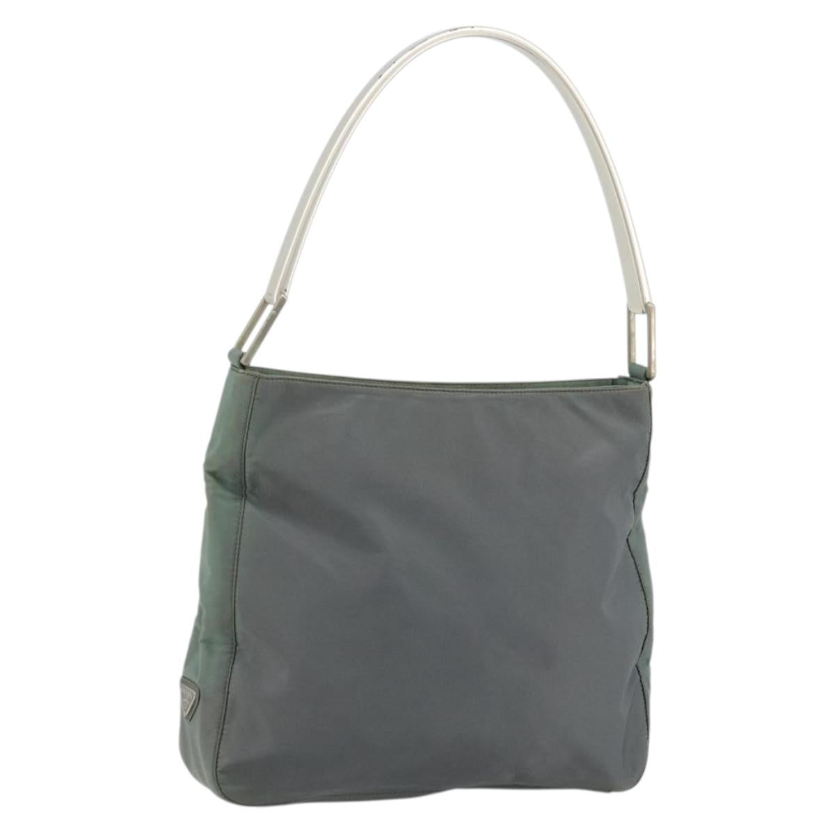 PRADA Shoulder Bag Nylon Green Silver Auth bs34327