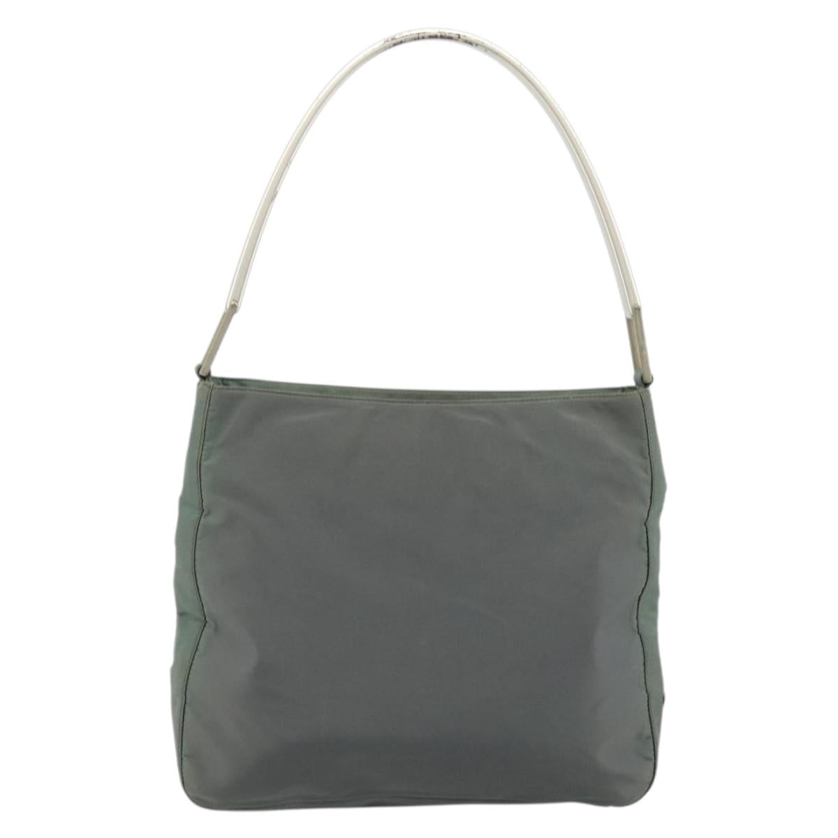 PRADA Shoulder Bag Nylon Green Silver Auth bs34327