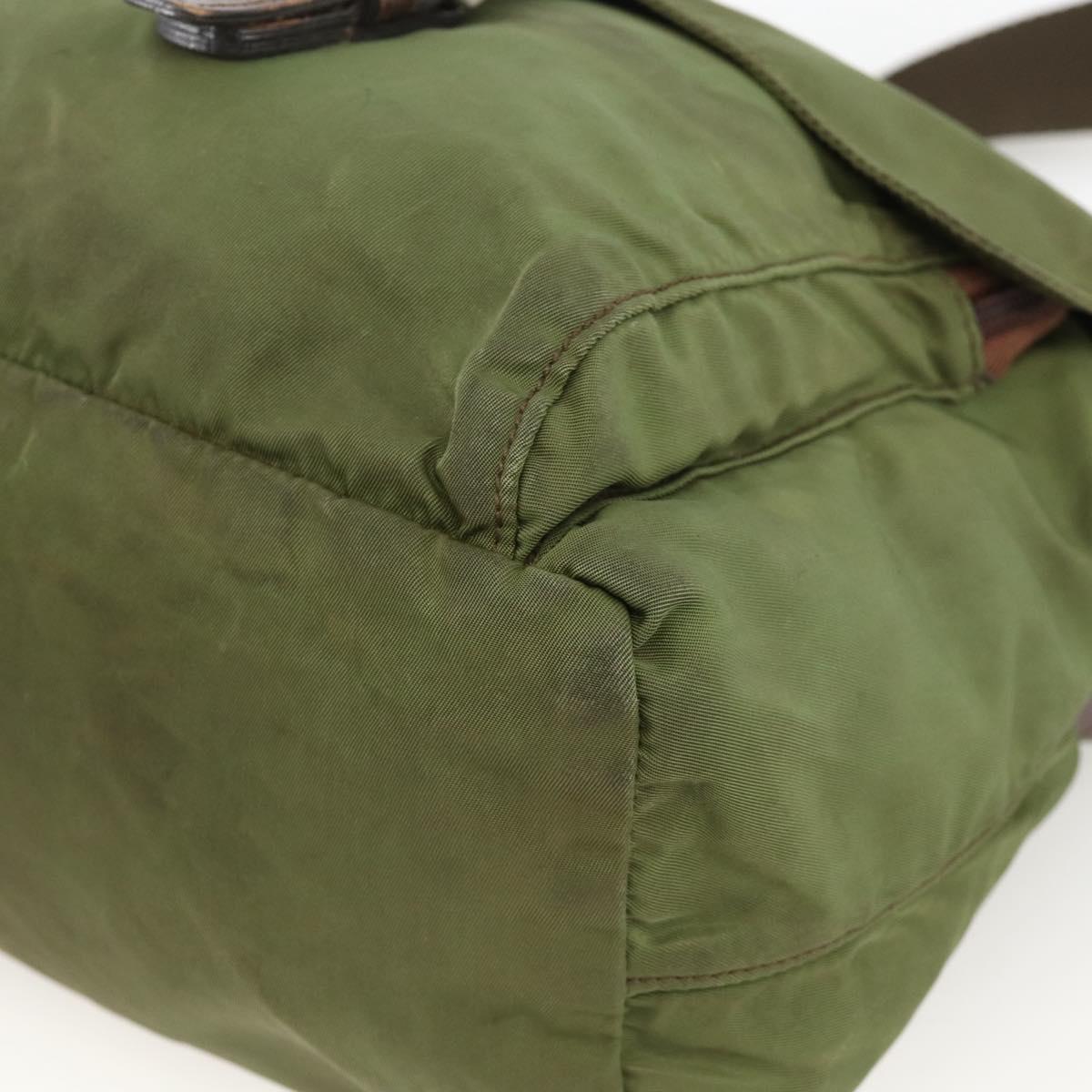 PRADA Shoulder Bag Nylon Green Silver Auth bs34328