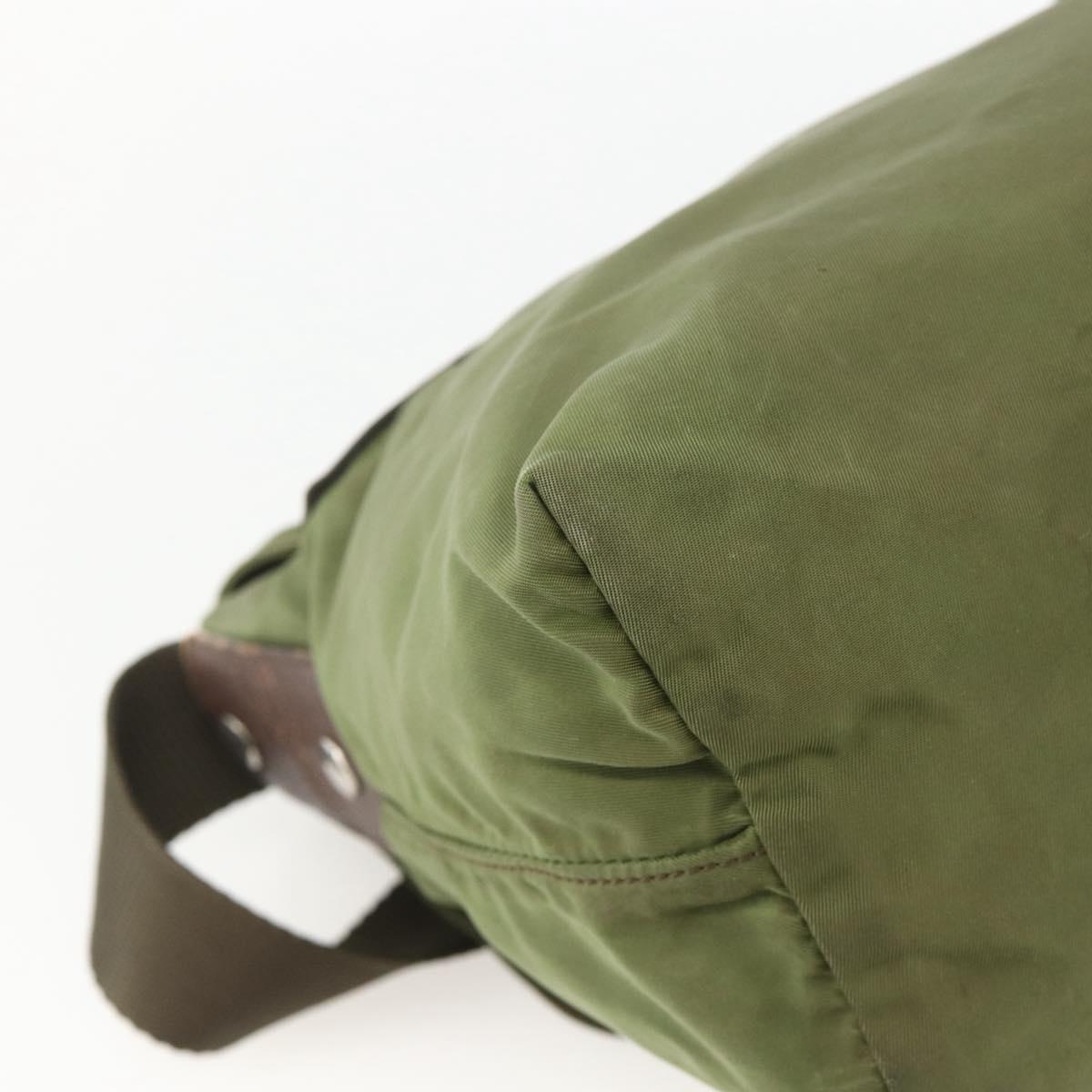 PRADA Shoulder Bag Nylon Green Silver Auth bs34328