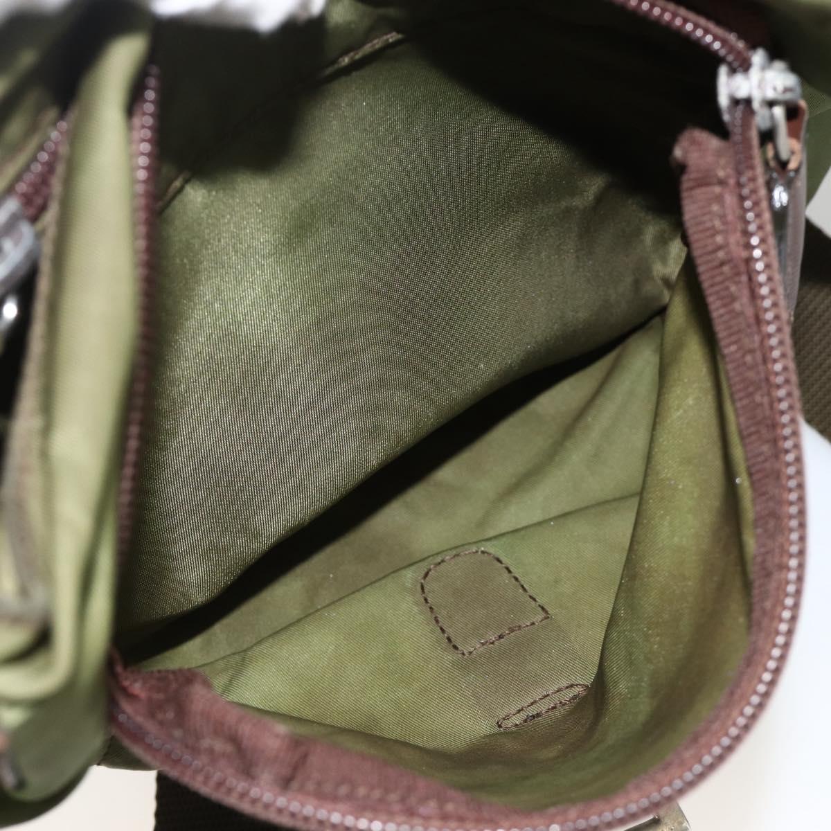 PRADA Shoulder Bag Nylon Green Silver Auth bs34328