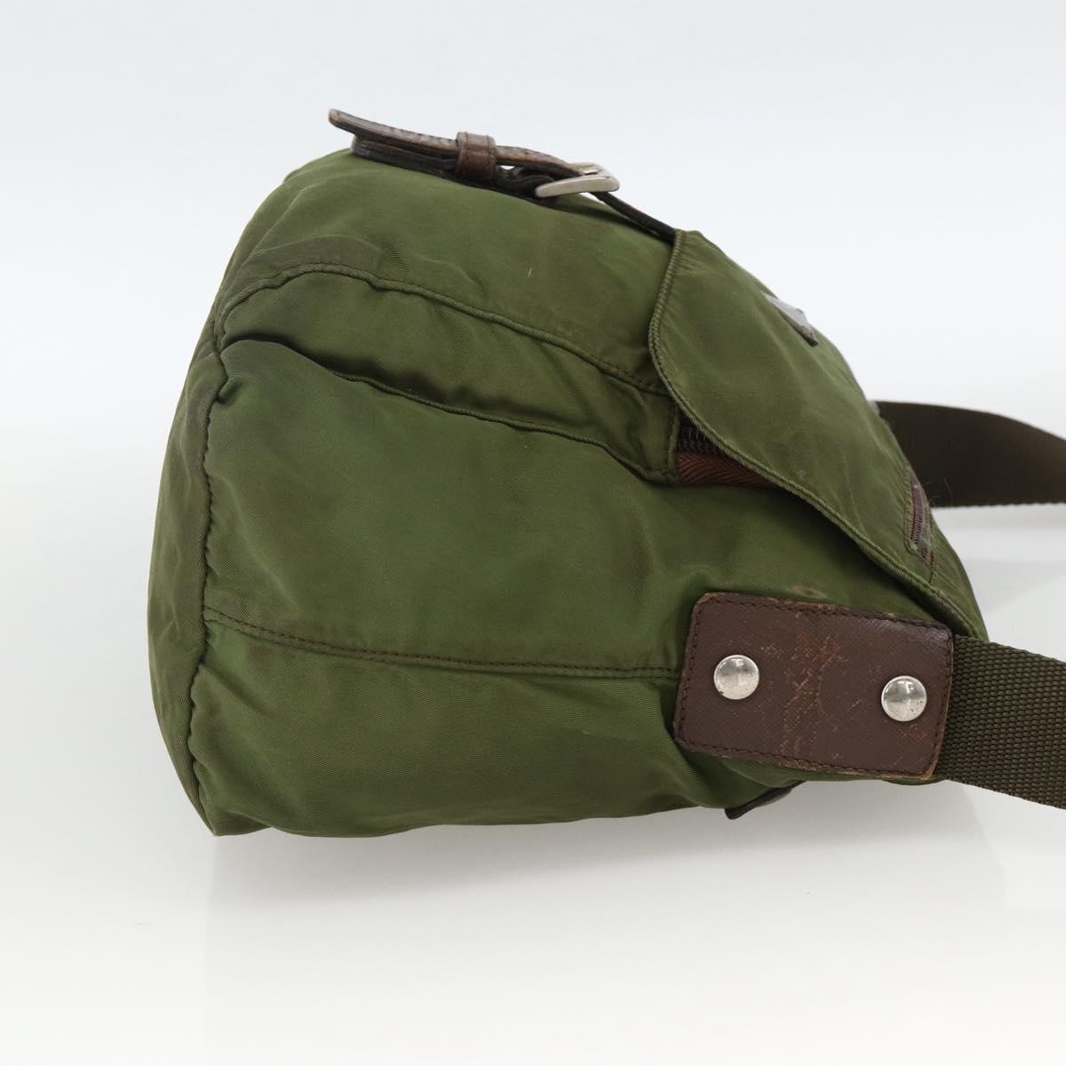 PRADA Shoulder Bag Nylon Green Silver Auth bs34328